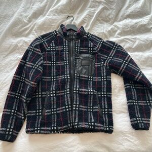 Burberry Plaid Fleece Zip-Up Jacket